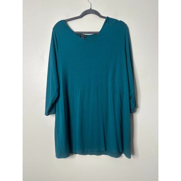 J. Jill Wearever Collection Blue Green Tunic Womens XL Boho Top Flowy Casual - Picture 1 of 7